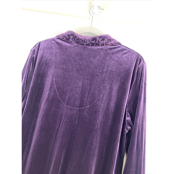 Adonna Robe Lounger Velvet Velour Purple Soft Half Zip Collared Long Women Small - Picture 10 of 15
